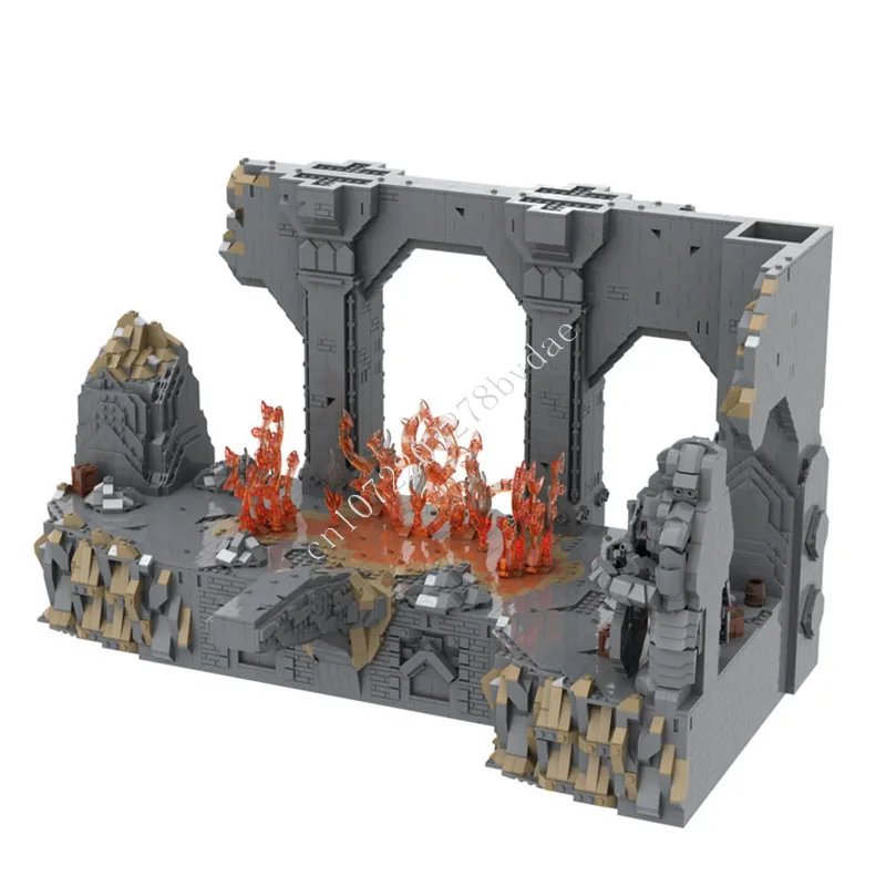 5508 PCS Lava Cave Stone Ruins Diorama Building Blocks Collectible Scene Display Model Gift Adult Hobbyists Birthday Table Decor
