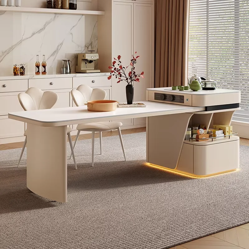 Socket Storage Stove Table Nordic Light Italian Luxury Chairs Dining Tables Kitchen Expandable White Esstisch Home Furniture