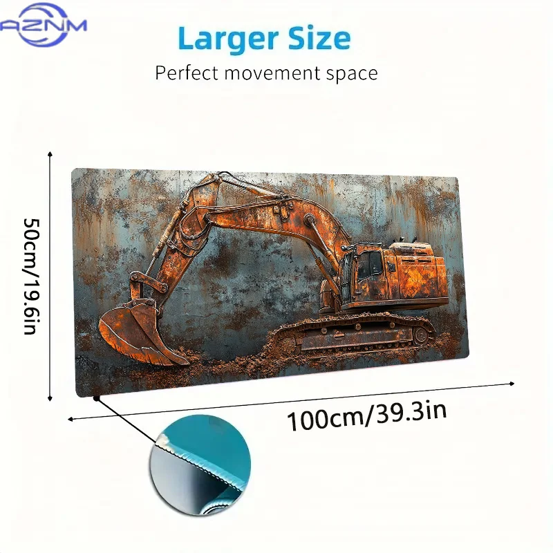 Heavy Metal Style Excavator Graphic Mouse Pad with Durable Polyester Material for Office, Laptop Gaming, and Birthday Gift