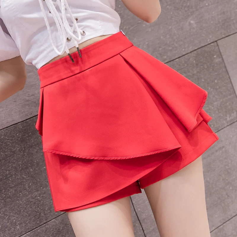 Spring irregular women shorts high waist a line slit korean shorts skirts 2023 korean asymmetric pleated shorts spodenki damskie