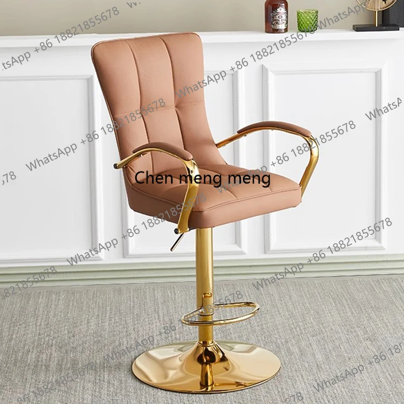 

Барные стулья Z10Office Nordic: вращающиеся, регулируемые, из кожи и металла, с кремовой обивкой и спинкой, с кожаными подлокотниками, табуреты