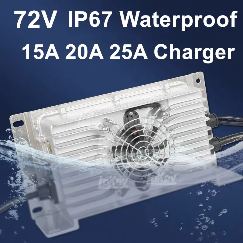 Wodoodporna inteligentna ładowarka IP67 72V 15A 20A 25A do akumulatorów litowo-jonowych 84V 88.2V 87.6V lipo lifepo4 LTO GEL AGM 20S 21S 24S