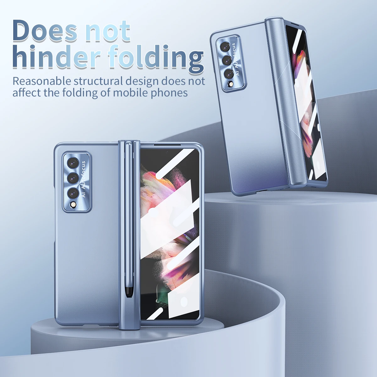 

Fall Protection Tempered Glass Film Case for Samsung Galaxy Z Fold3 Fold 4 Fold4 5G Fold 3 Shockproof Pen Holder Cover