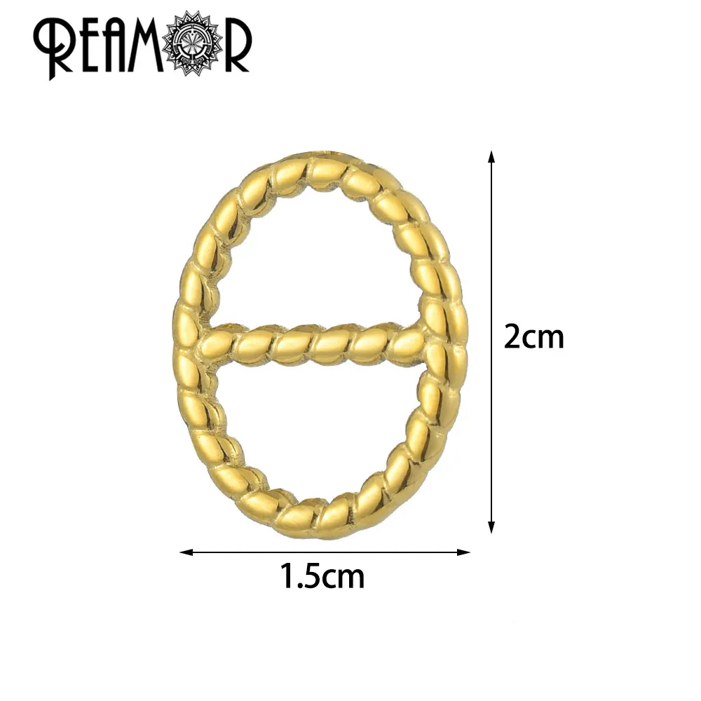 REAMOR 4pc Stainless Steel Connectors Pendant Gold Color Geometry Round Pig Nose Charms For DIY Necklace Bracelet Jewelry Making