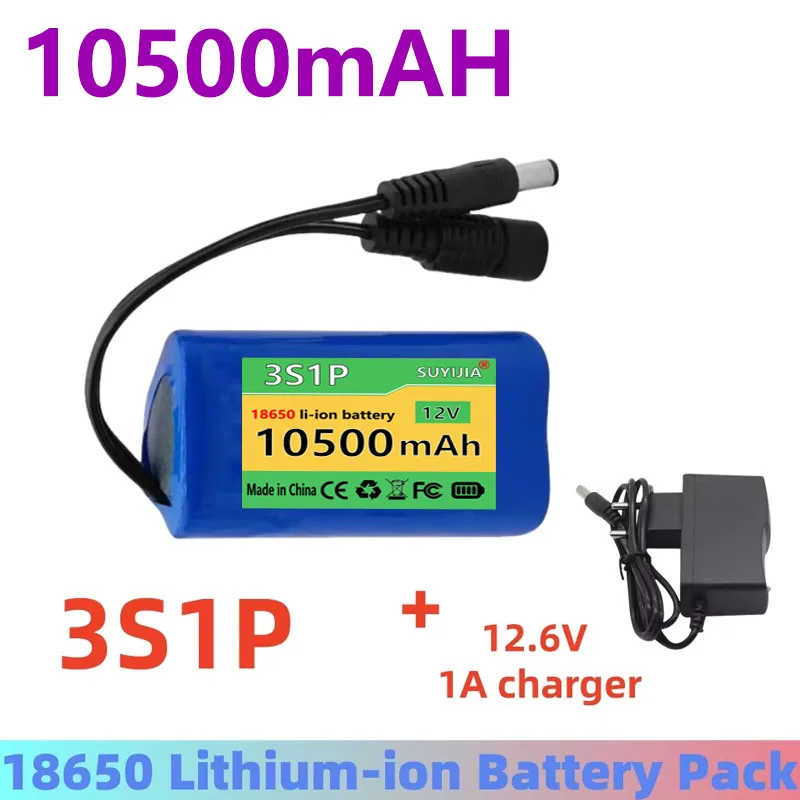 12V Lithium Battery | 3S1P 10500mAh 18650 Battery, with BMS, Dedicated Backup Power Supply for Closed-circuit Television Cameras