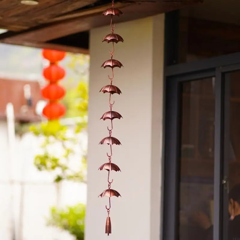 L43A Umbrellas Rain Chain Water Drain Gutters for Garden Roofs Downspout Wind Chimes Decorations