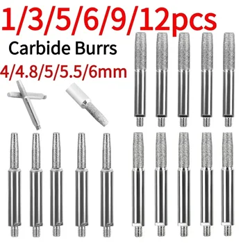 1/3/5/6/9/12szt 4/4.8/5/5.5/6mm Diamentowa cylindryczna ostrzałka do pił łańcuchowych Głowica szlifierska do łańcucha piły łańcuchowej z korbą ręczną