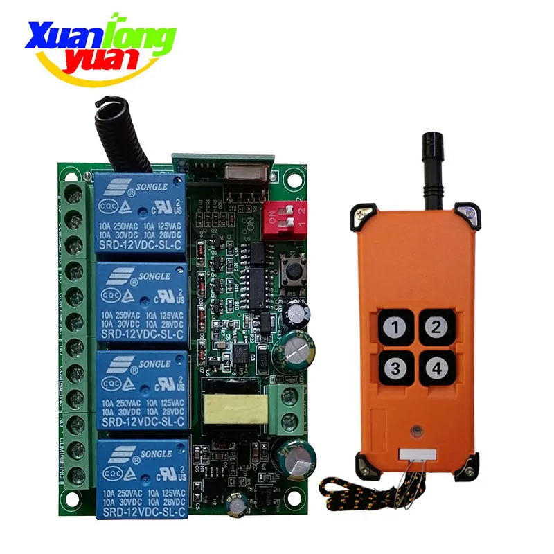 

3000m AC110V 220V 4CH Radio Controller RF Wireless Remote Control Overhead travelling crane System Receiver+number keys Remote