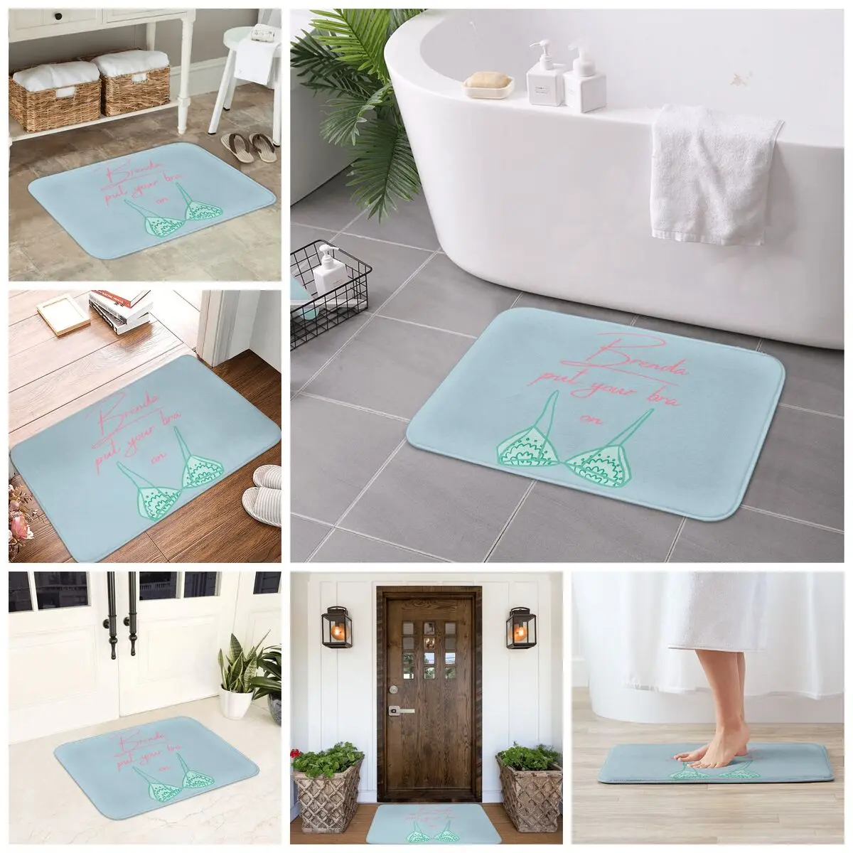 Brenda ضع حمالة صدرك على ممسحة مضادة للانزلاق سجادة أرضية لمدخل المطبخ والحمام المنزلي وغرفة المعيشة وسادة القدم