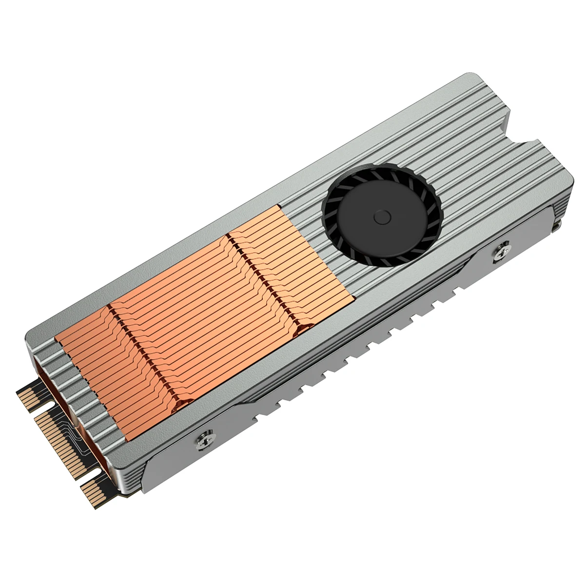 Teucer M.2-8 NVME SSD 2280 Solid State Drive Cooler Copper Heat Sink Aluminum Structure Quiet Fan Active Cooling Thermal Pad