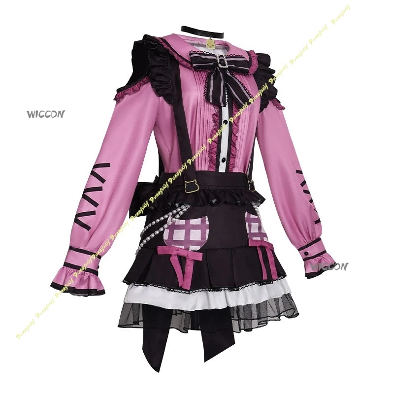 أزياء أنيمي الفتيات التأثيرية بانج دريم! فستان يوكينا ميناتو، مريلة وردية، إكسسوارات شعر مستعار، ملابس للحفلات اليومية، عيد الميلاد والهالوين