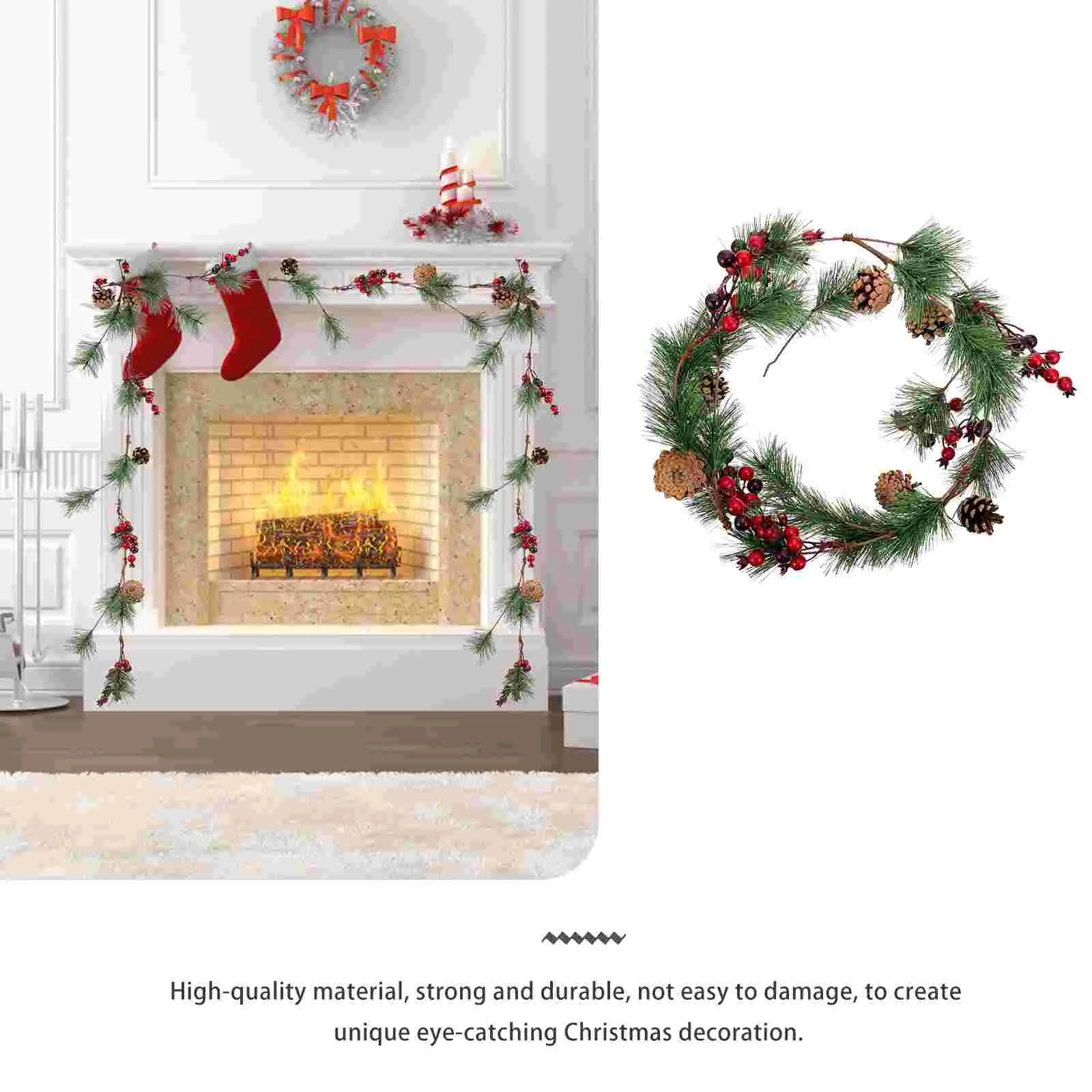 Home Decor Christmas Decoration Rattan Photo Prop Wreath Ornament Decorative Festival Xmas Simulation