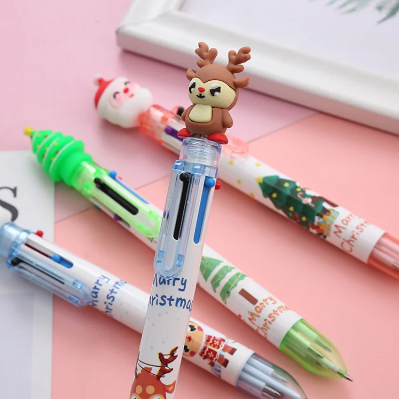 36 Pcs Wholesale Christmas 6-color Ballpoint Pen Cute Student Prize Holiday Gift Colorful Pen Office Stationery Colorful