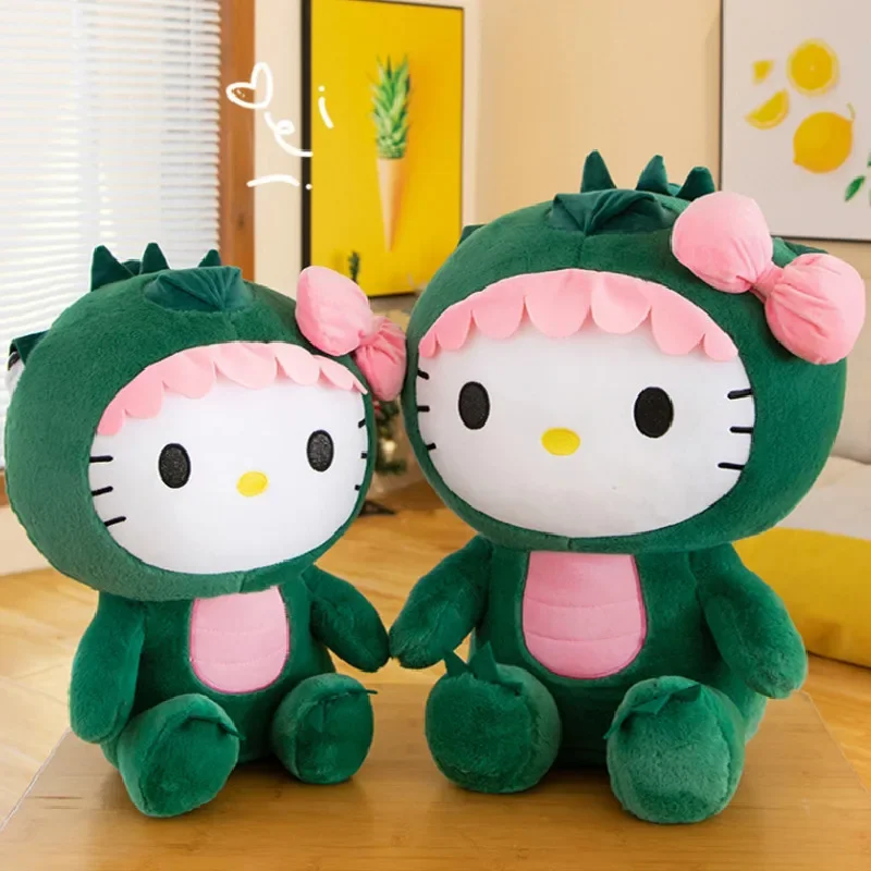 35/50/65cm New Anime Sanrio Kawaii Dinosaurs Hello Kitty Plush Toys Large Pillow Cartoon Cute Comfortable Stuffed Dolls Gifts