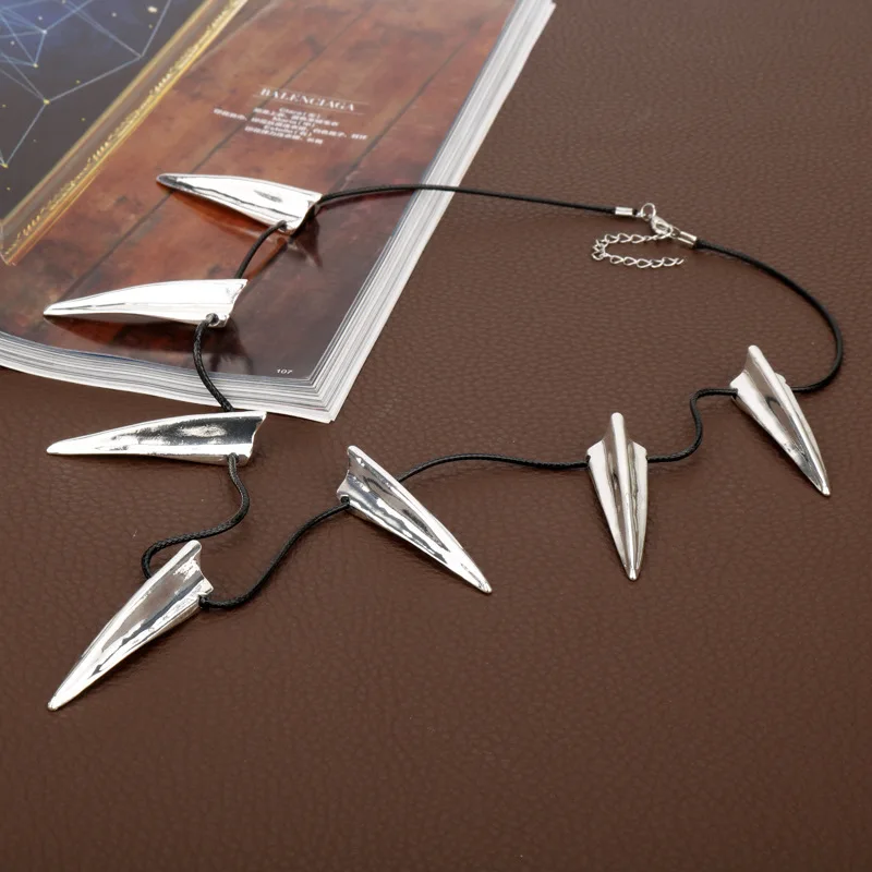 Estilo de película Collar de Pantera Negra Máscara de Pantera Negra Dientes de Lobo Chapado en Oro Negro Colgante Cadena de Clavícula Accesorios de Cosplay