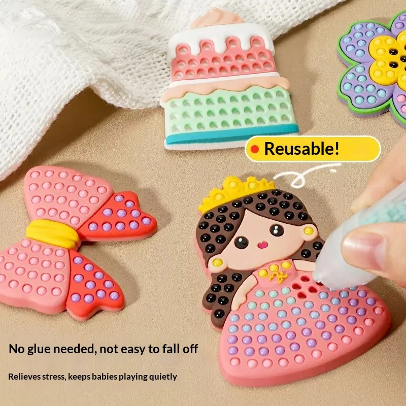 Zestaw zabawek do samodzielnego tworzenia ozdób z koralików dla dzieci - Zestaw koralików do tworzenia sztuki dla dziewczynek, wielokrotnego użytku, odpowiedni dla dziewczynek