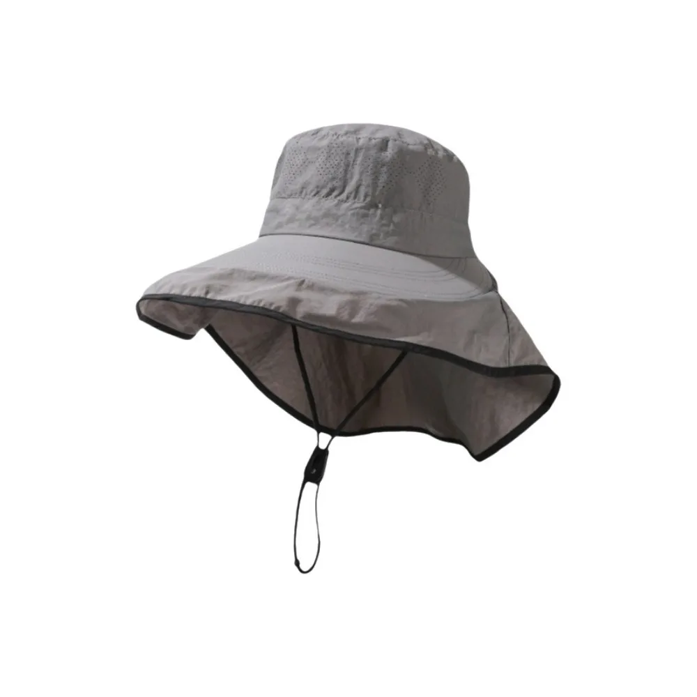 

Simple Solid Color Sunshade Shawl Cap Wide brim Breathable Neck Protection Hat Polyester Lightweight Neck Cover Hiking Cap Men