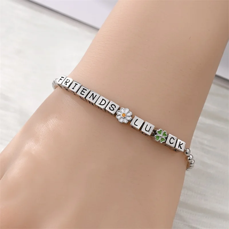 925 فضة التصميم الأصلي 17-20 سنتيمتر محظوظ صديق أربع أوراق البرسيم النساء سوار DIY بها بنفسك مجوهرات رائعة هدايا 2025 جديد في