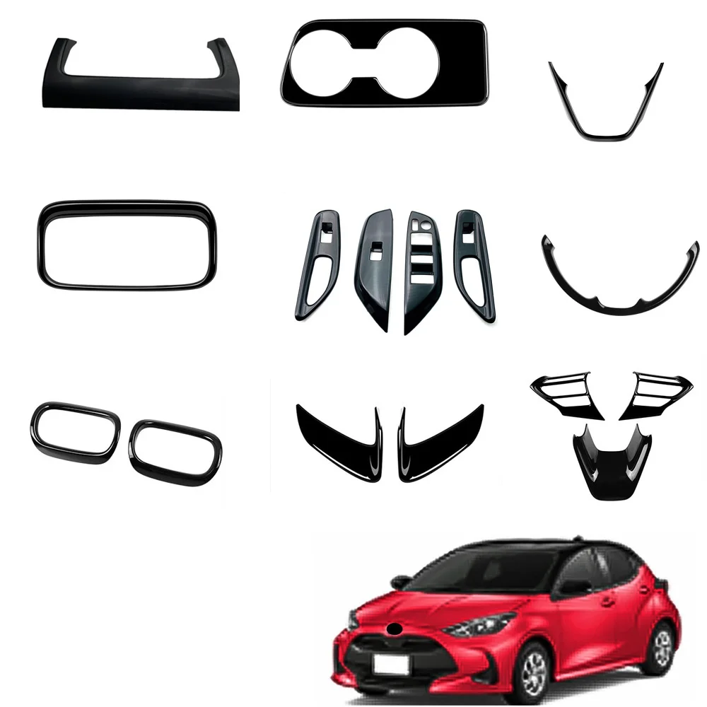 ABS Black Interior Accessories For Toyota Yaris Cross 2020- 2022 2023 Window Switch Panel Cover Steering Wheel Button Cover Trim