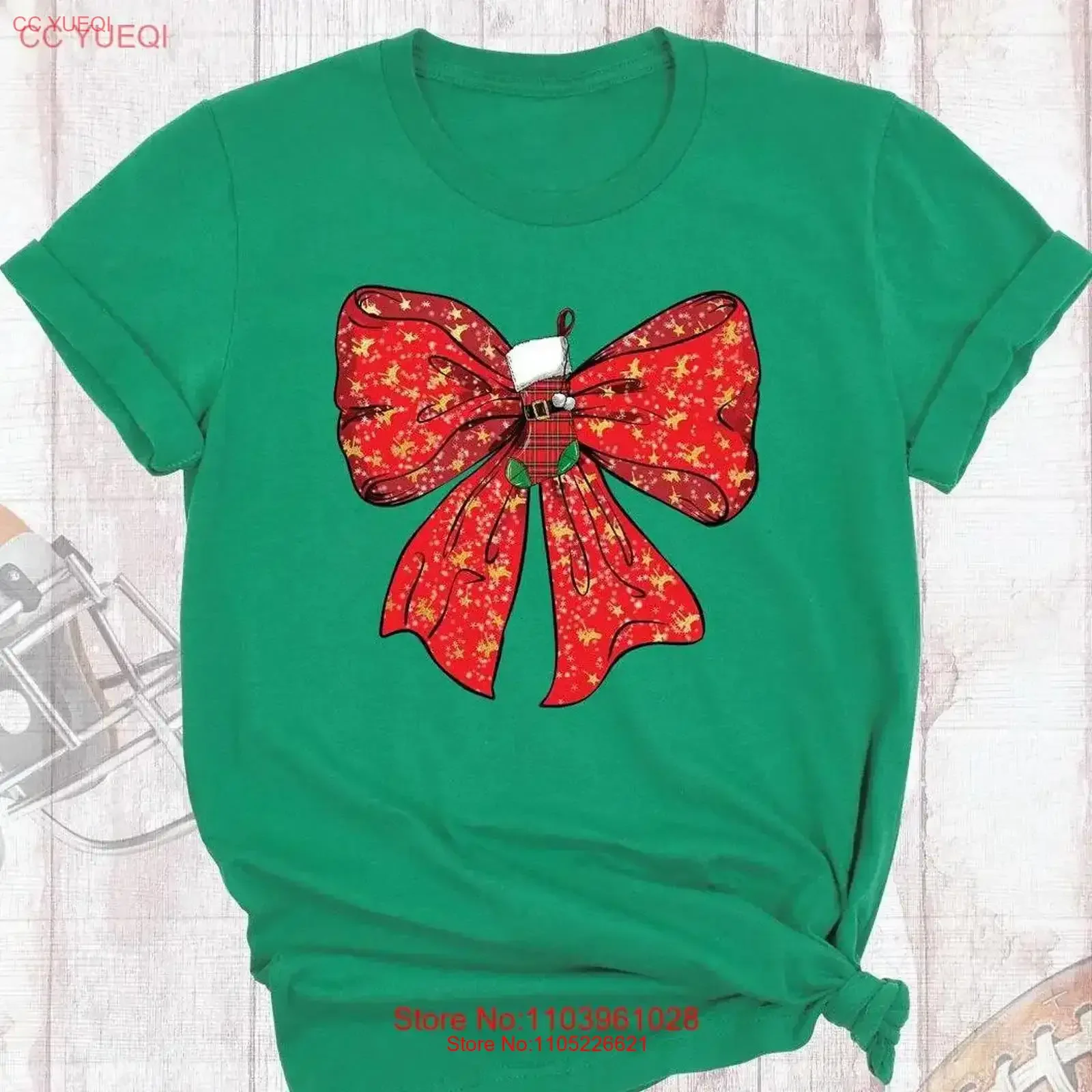 Coquette Christmas T Shirt Reindeer Bow Sock Cute Winter Red Women's Holiday Party Outfit vintage Washed Soft Slightly