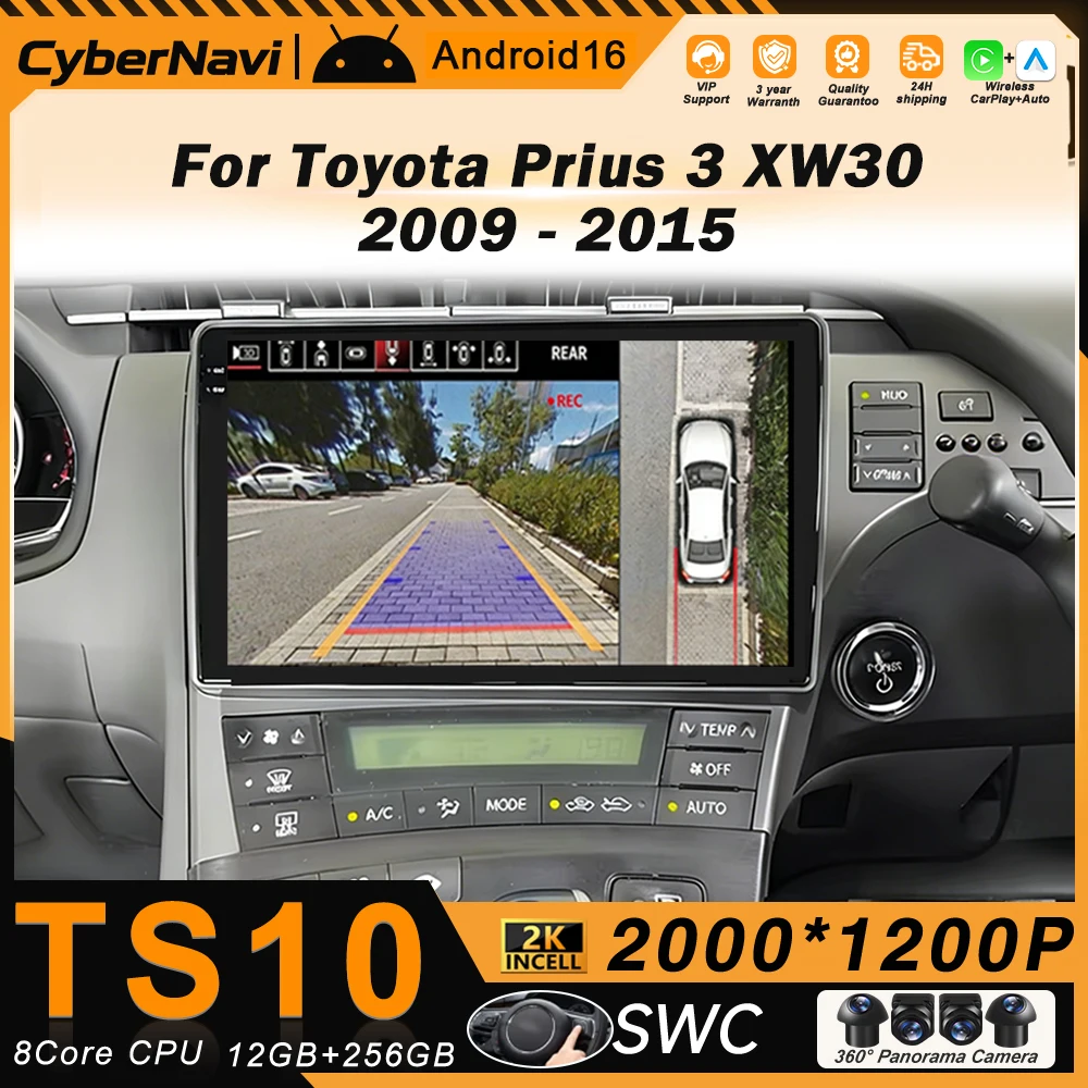 Android-магнитола для Toyota Prius 3 XW30 2009-2015, 2 DIN, мультимедийный видеоплеер, GPS-навигация, Bluetooth, 8-ядерный процессор, Wi-Fi 5G