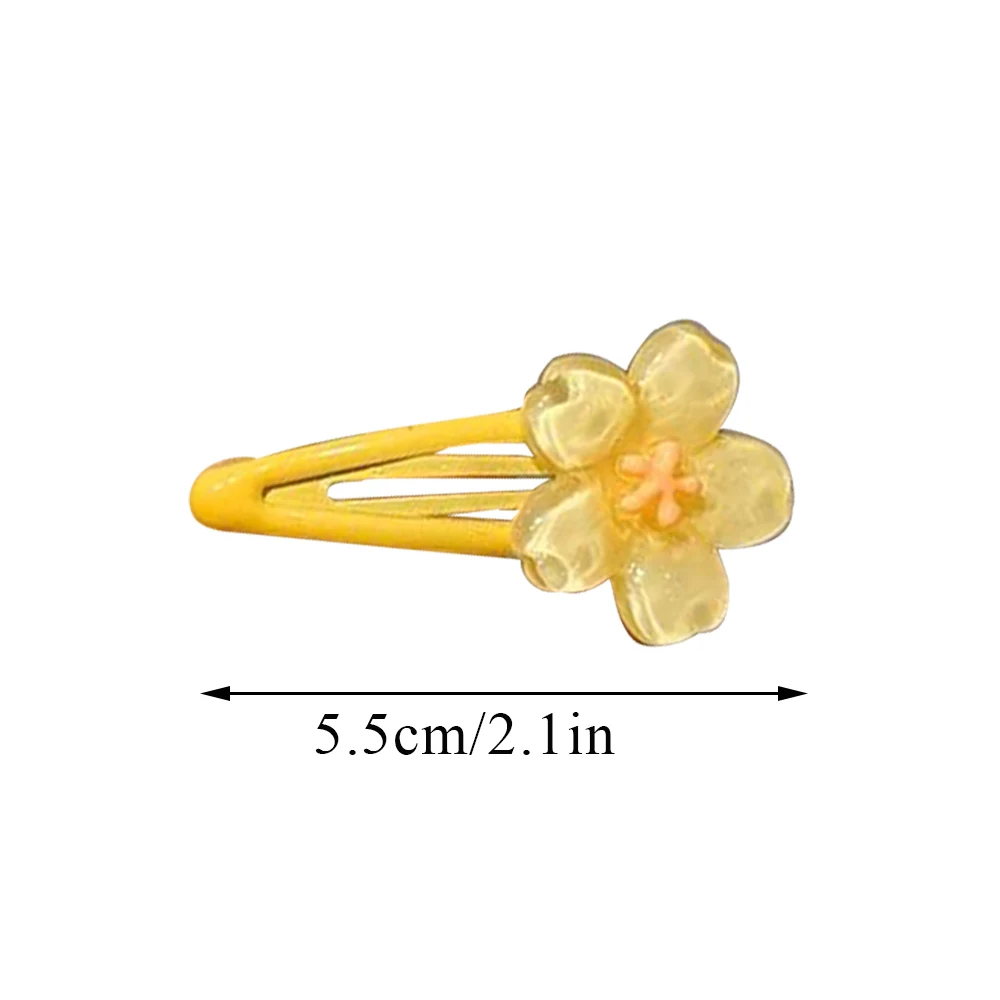 Sweet Jelly Color Cherry Blossom Hair Clip Girls Flower-shape Bangs Side Clip Snap Hairpins Duckbill Clips Hair Accessories 2024