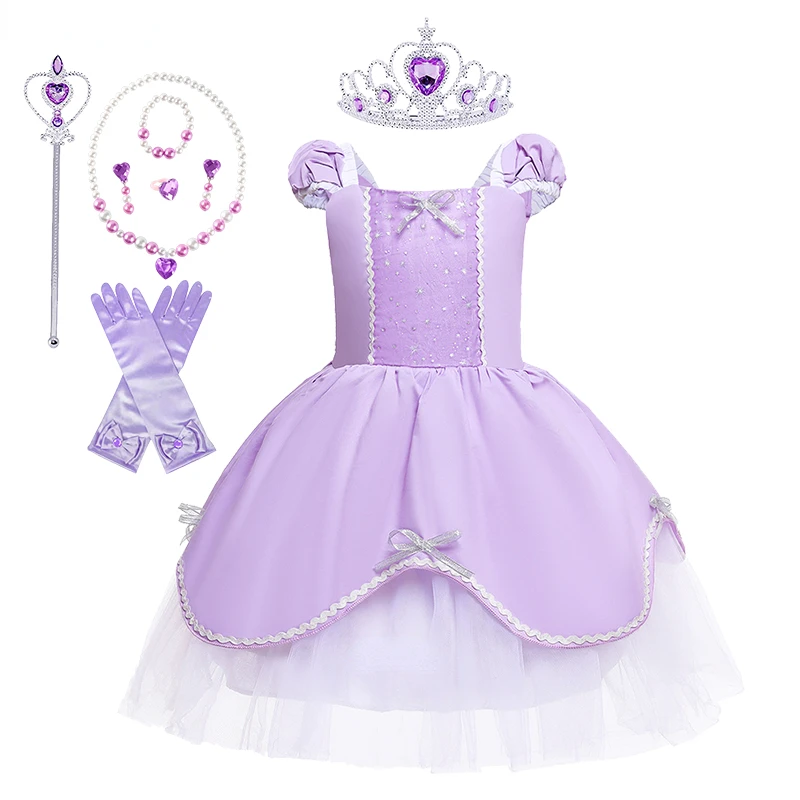 

Cosplay Cinderella Costume Kids Clothes for Girls Princess Dress with Crown Gloves Birthday Party Ball Gown baby Costume New