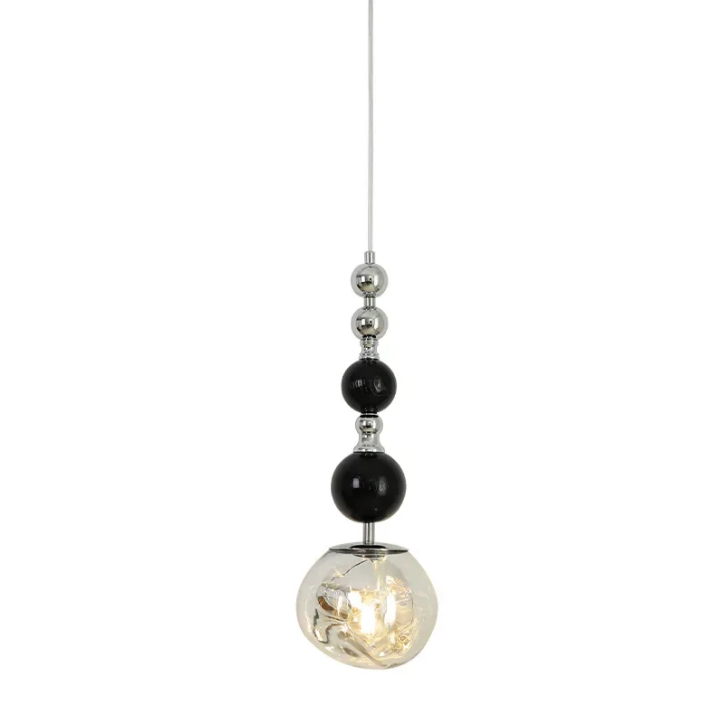 Retro light luxury lava crystal small chandelier solid wood antique designer restaurant aisle bedroom bedside chandelier