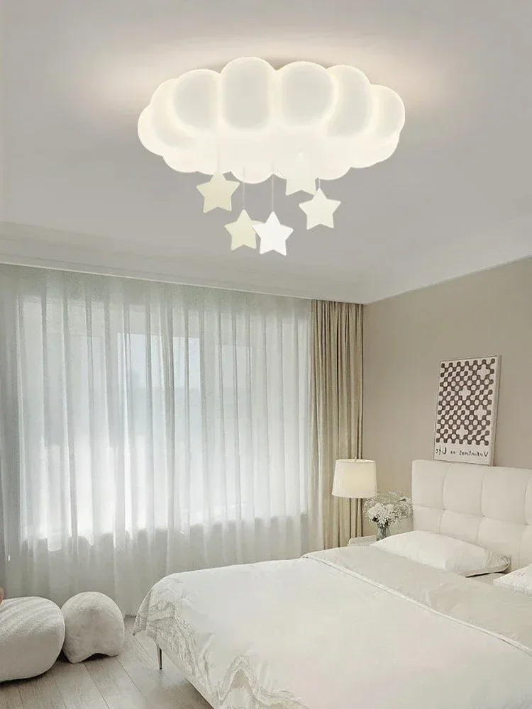 

Star cloud bedroom light cream wind modern simple warm eye protection girl children's room ceiling light