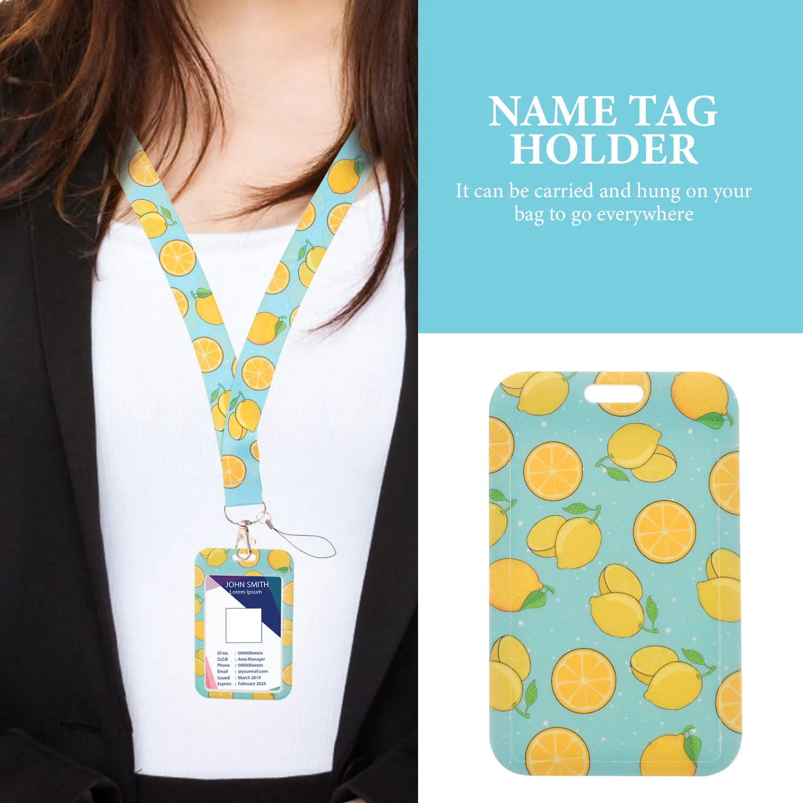 

Fruit Pattern Id Badge Holder Lanyard Name Tag Sleeve Student Card Holder School Office Anti Scratch Card Case Keepers