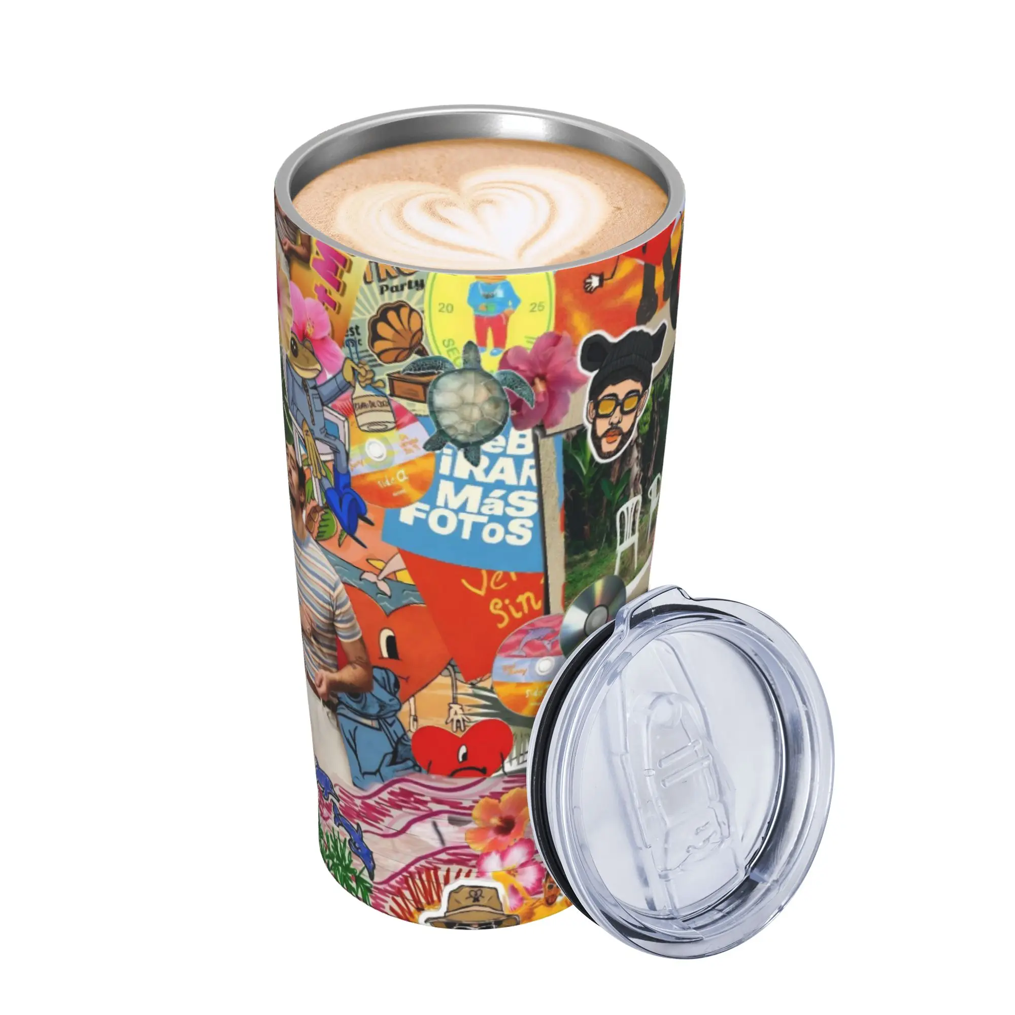 Bad Bunny DTMF Tour 2026 Insulated Tumbler with Straws  Stainless Steel Thermal Mug Office Home Car Bottle Cup 20oz