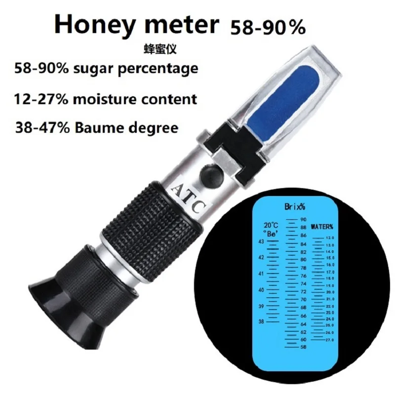 Handhold Honey Refractometer Baume Degree Tester Honey Concentration Detecter 58-90%