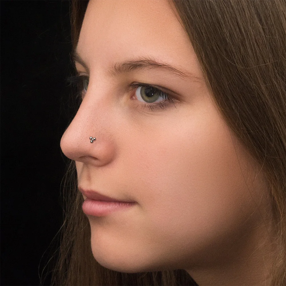 1PC Titanium 20G CZ L Shape Nose Bone Ring Top Flower Threadless Nose Piercing Retainer Holder Nazir Stud Body Piercing Jewelry