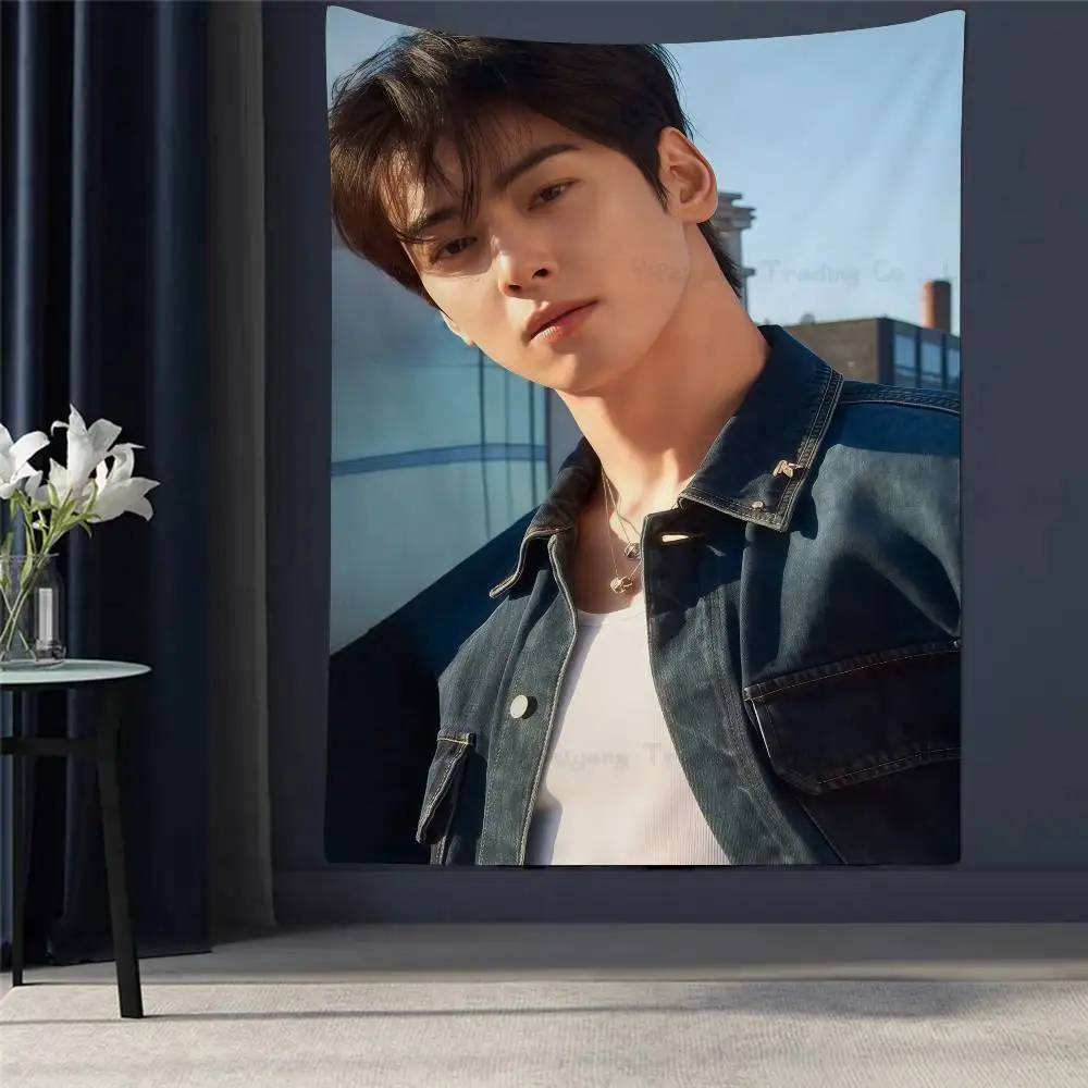 

Korea Cha-EunWoo Printed Large Wall Tapestry Cheap Hippie Wall Hanging Bohemian Wall Tapestries Mandala INS Home Decor