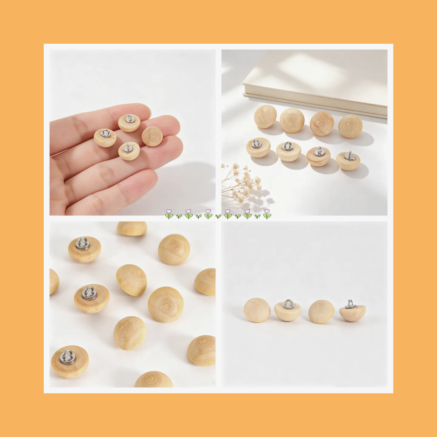 Wood Shank Button Half Round Metal Loop Small Sewing Craft DIY Garment Accessory For Shirt Sweater Dress  Classic Decorativee