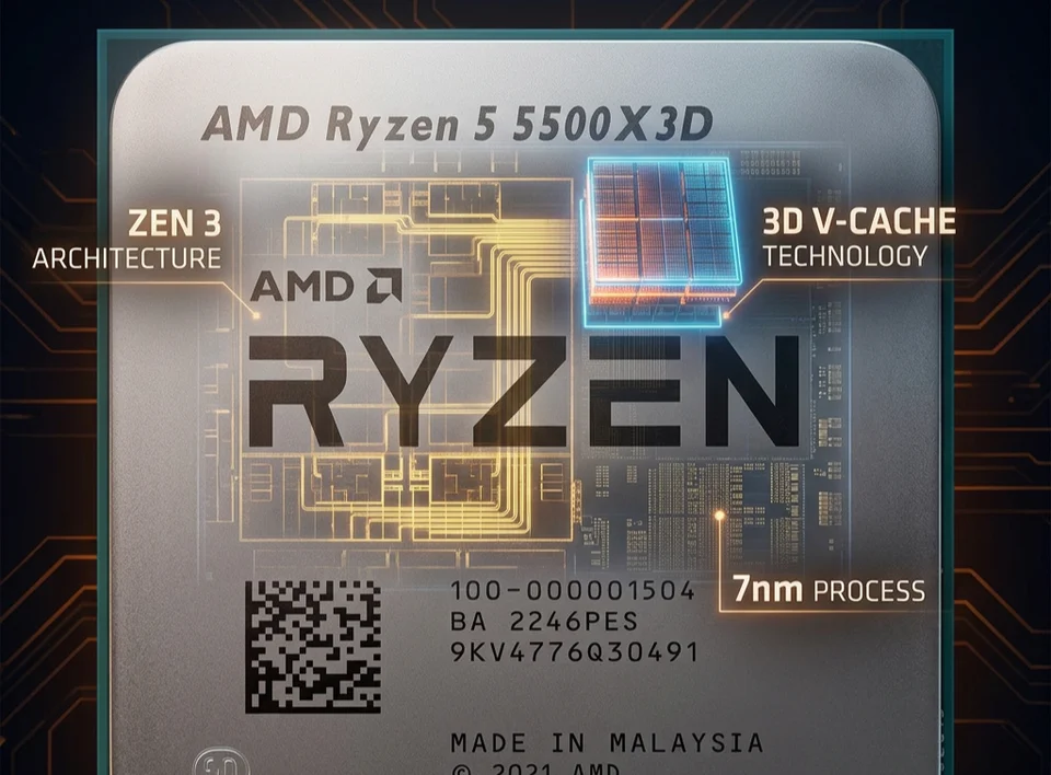 AMD CPU Ryzen 5 5500X3D New R5 5500X3D CPU Processor 7NM L3=96M