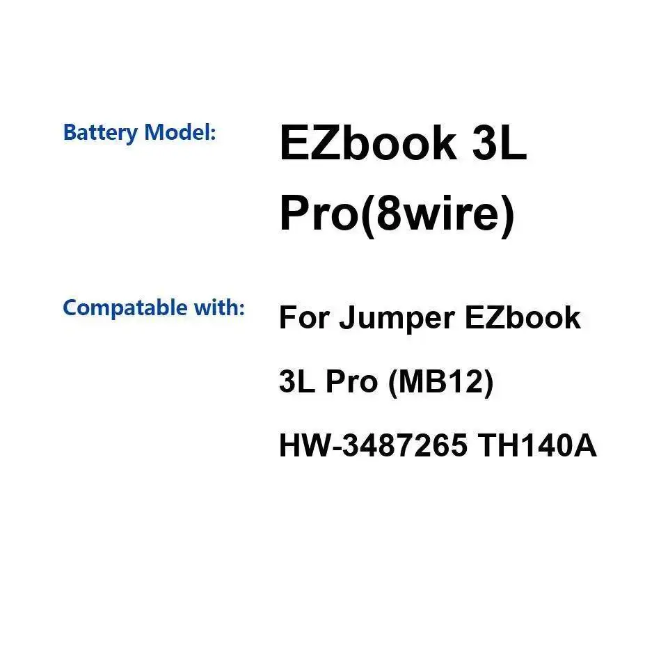 

5000 мАч долговечный аккумулятор для ноутбука стабильный для Jumper Ezbook 3L Pro MB12 HW-3487265 TH140A 8Wire