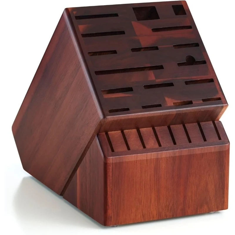 

Standard Acacia wood Knife Block Holder without Knives, 25 Slot X-Large Universal Countertop Butcher Block Kitchen Knife S