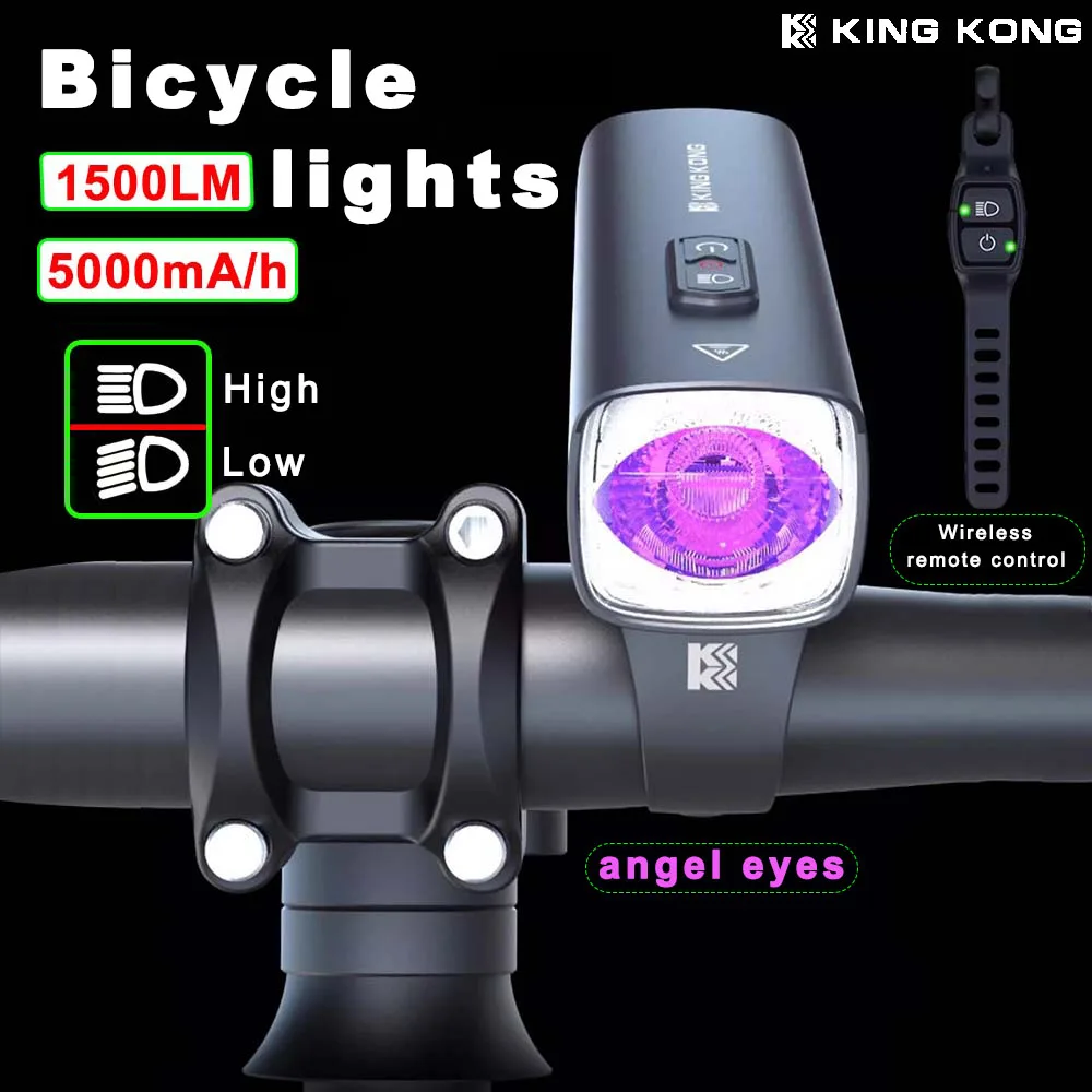 Bicycle Lights,1500LM Riding Front Lights, 5000MA Bicycle Charging High Beam Lights, Wireless Remote Control, Light Rechargeable