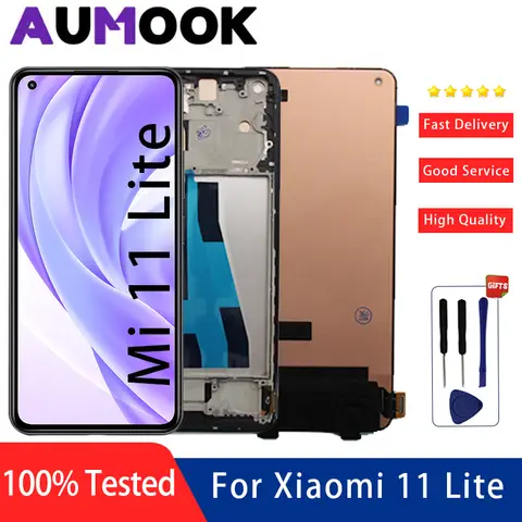 AMOLED Display For Xiaomi Mi 11 Lite LCD M2101K9AG M2101K9 Touch Screen Digitizer Assembly For Xiaomi Mi 11 Lite 5G LCD Display