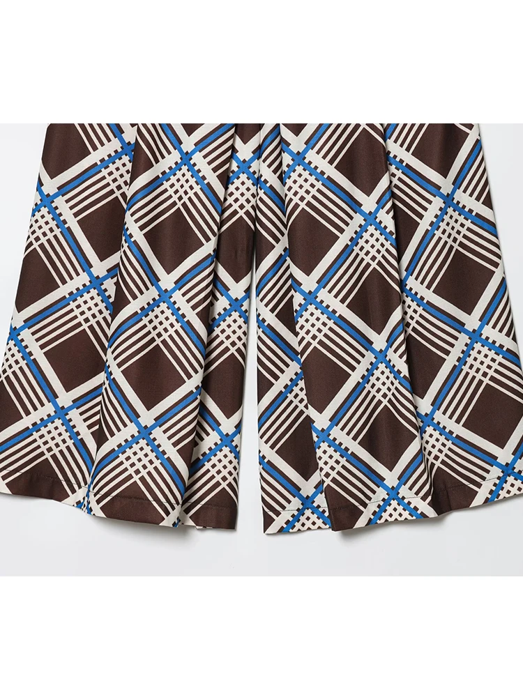 النساء سراويل أنيقة 2025 المرأة الجديدة متقلب طباعة بنطال ذو قصة أرجل واسعة 2025 الصيف الخريف أنيقة عالية الخصر بنطلون