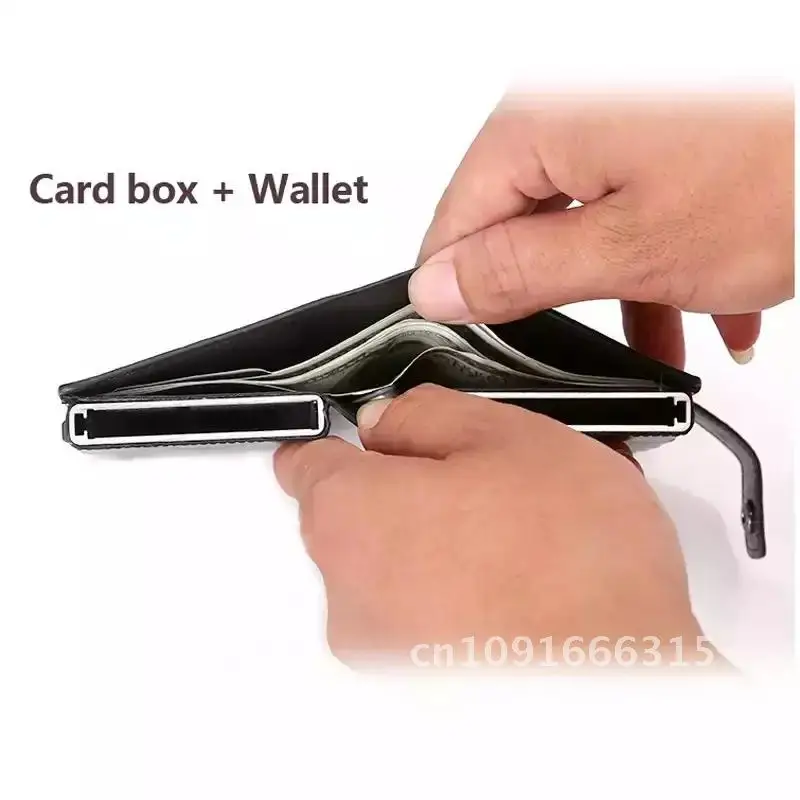 Double Box Rfid Credit Card Holder Case Aluminum Business Cards Wallet Card Holder Metal Pocket Anti theft swipe clip  кошелек