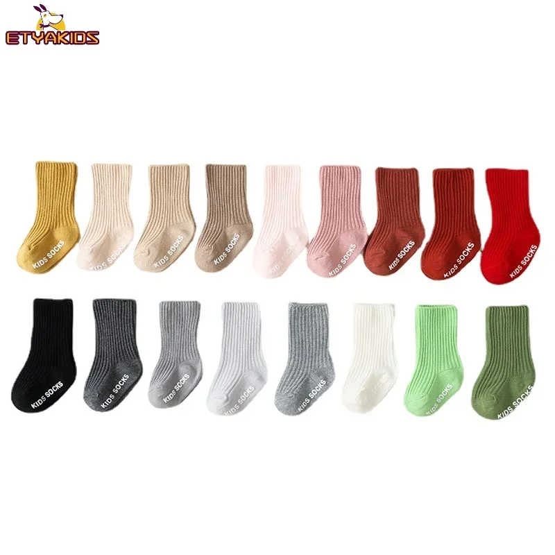 

Autumn Winter Ribbed Socks for Children Kids 6 Mothes To 3 Years Floor Socks Infant Baby Soft Cotton Non-slip Sock Panel