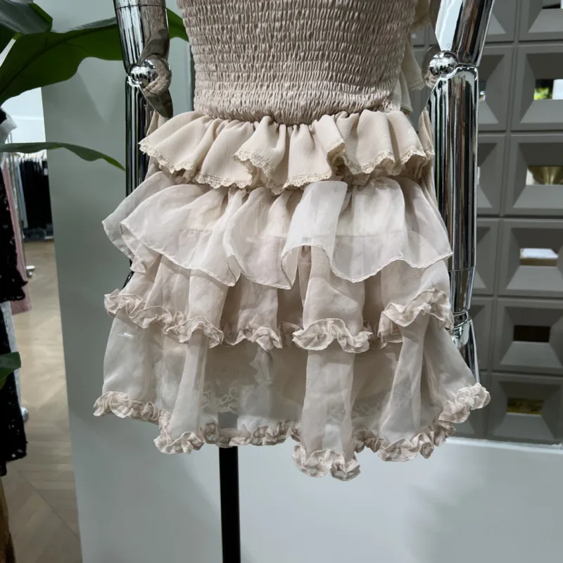 DFDG Feminino Puro Sexy Halter Backless Sem Mangas Top Em Camadas Saia Plissado Conjunto de 2 Peças Co-ord Outfit Primavera E Verão 2025