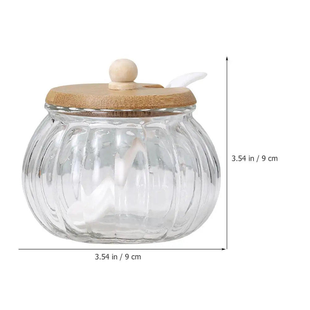Glass Pumpkins for Decorating Clear Candy Jar Jars with Spoons Lids Dish Container Sugar Condiment Bottles Bowls