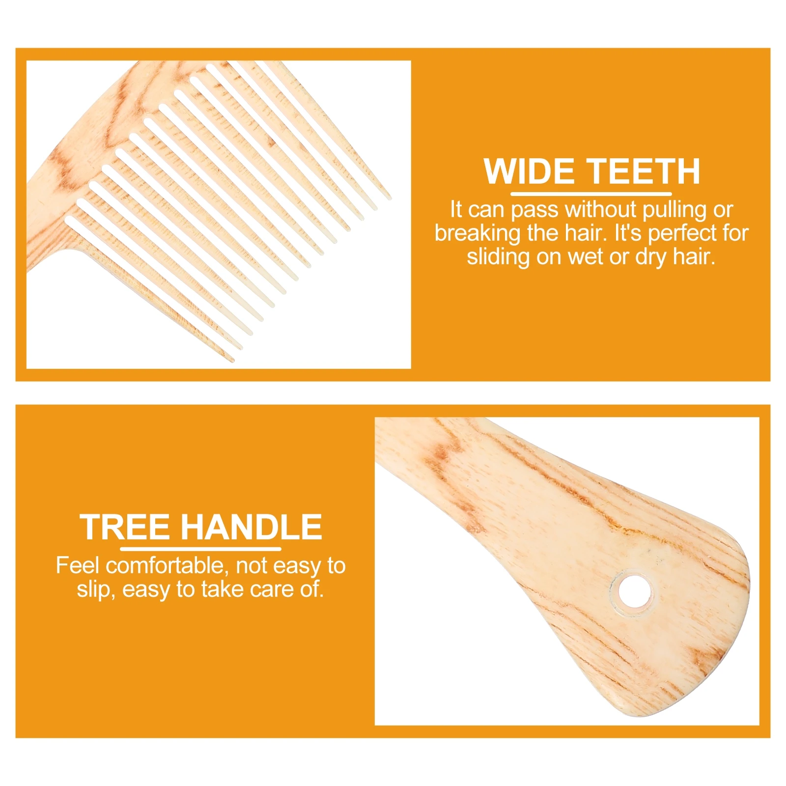 

Large Tooth Wide-Tooth Detangling Comb Portable Smooth Teeth Non-Sharp Comfortable Scalp Suitable for Wet Dry Hair Hair Pick