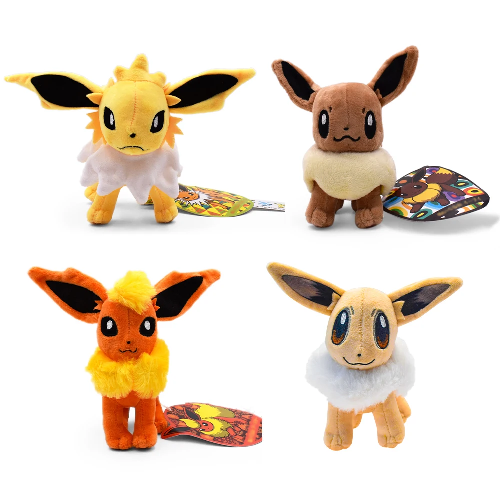 Błyszczące Eevee Flareon Jolteon pluszowe zabawki gra na prezent kolekcjonerski, miękka pluszowa postać z kreskówki