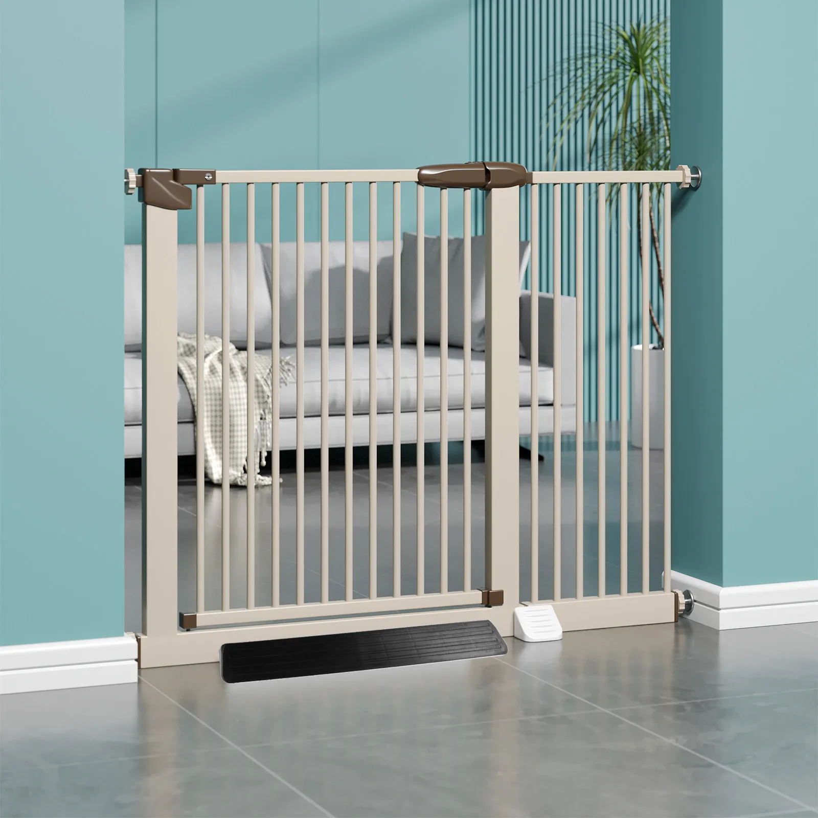 

2Pcs Baby Gate Kick Plate Protection Support Feet Baby Safety Gate Accessories for Stairways Doorways Threshold Ramp Black