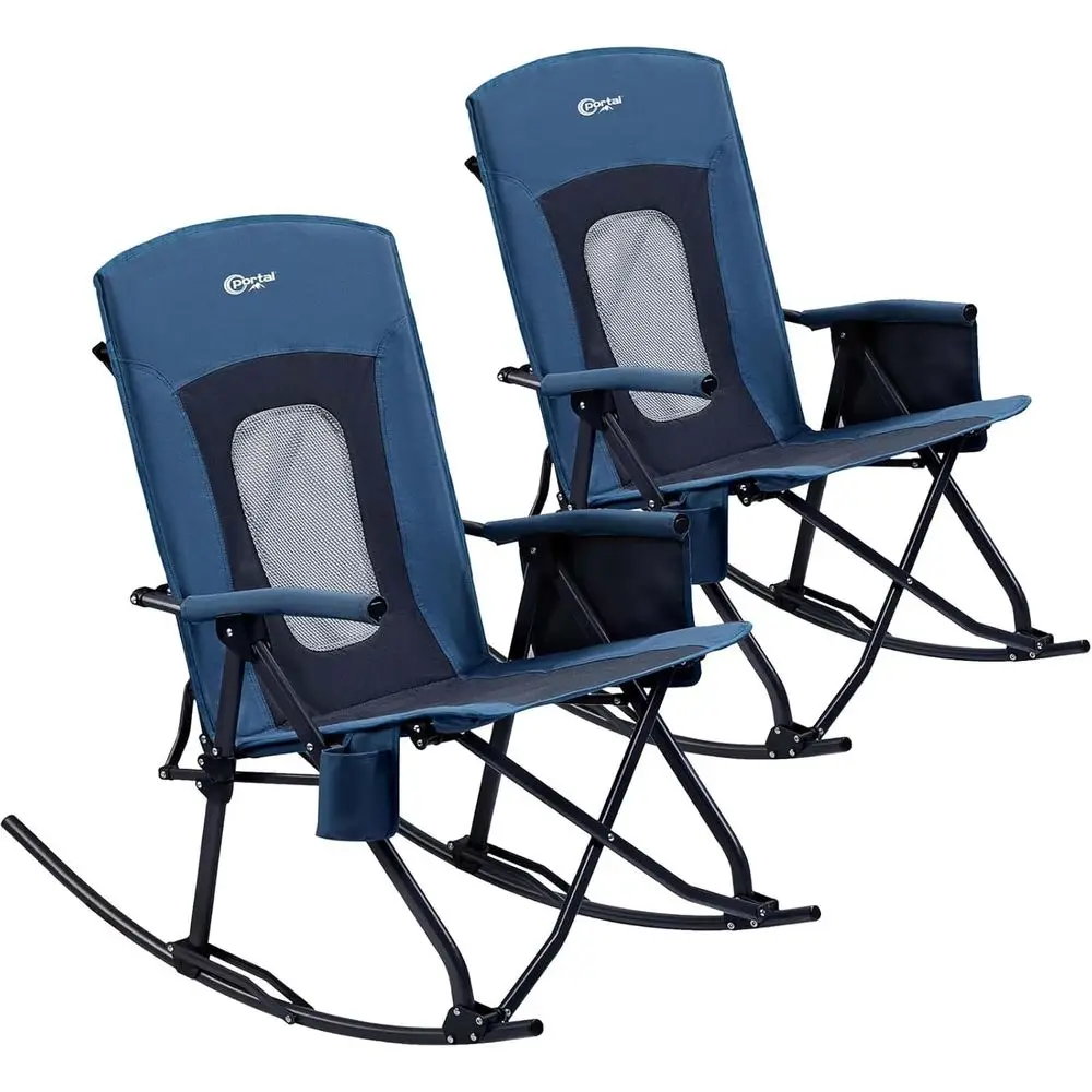 

Oversized olding Rocking Camping Chair Portable Outdoor Rocker with High Back Hard Armrests Carry Bag, Supports 400 lbs