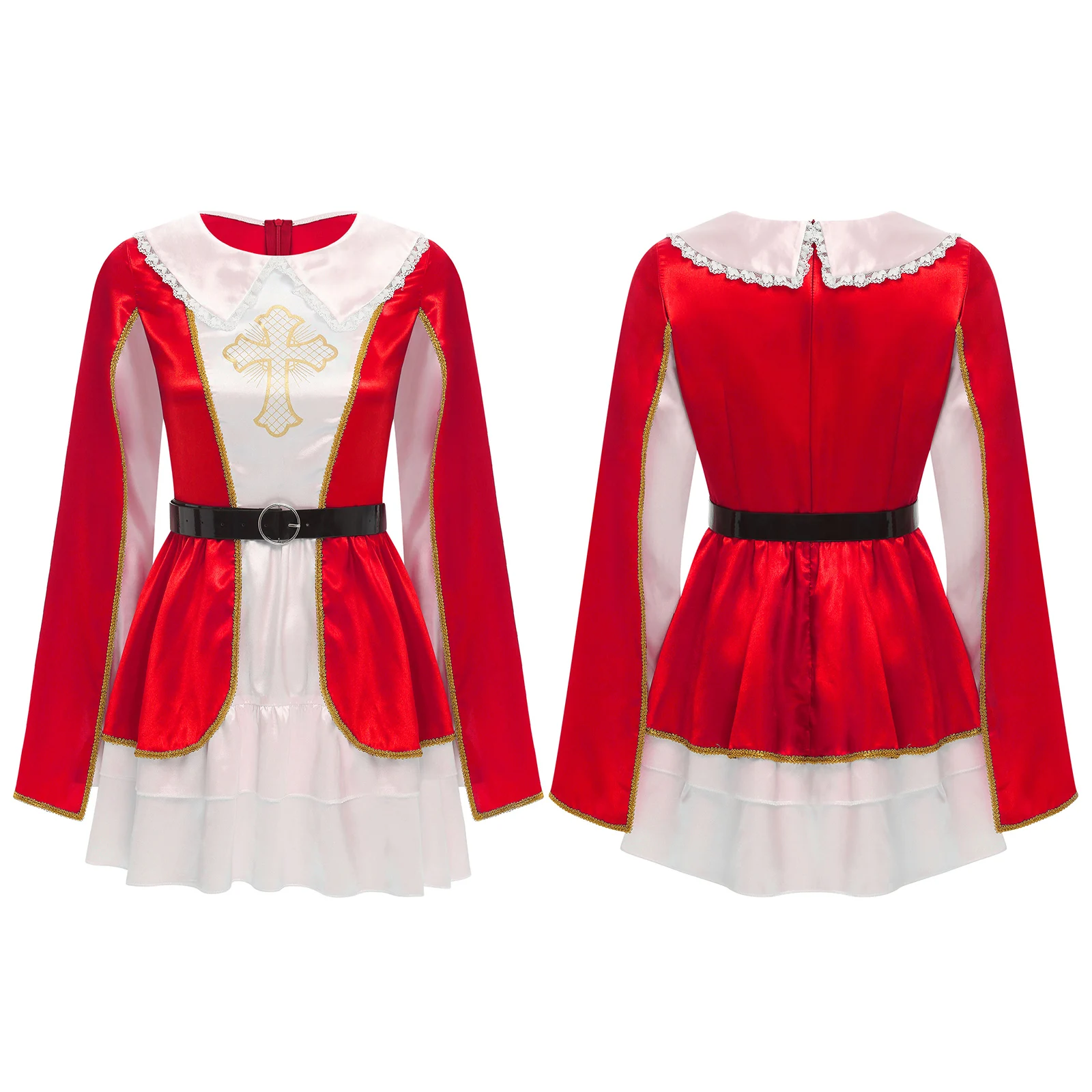 Disfraz de soldado barroco de mosquetero de Halloween para mujer, vestido de manga larga con cinturón para actuación de fiesta elegante de Carnaval